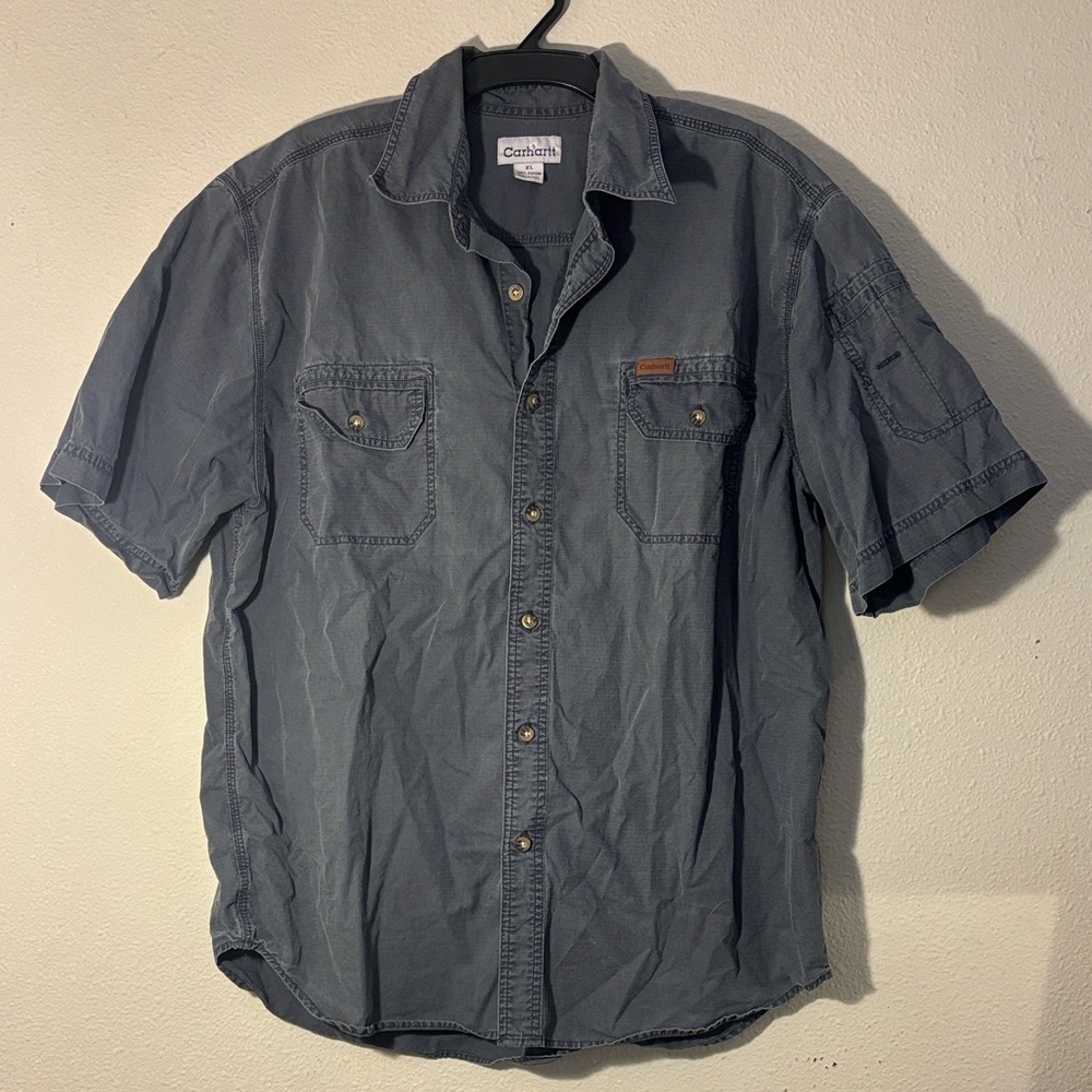 Carhartt Blue-Gray Short Sleeve Button Down Shirt